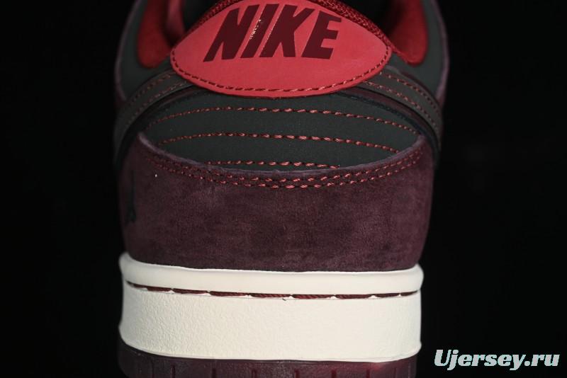 Nike SB Dunk Low Bordeaux Red Skate Shoes Collaboration with Riot Skateshop - FZ1289-200