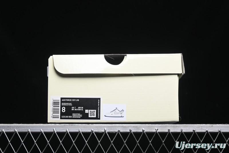 Nike Air Force 1 '07 Low Supreme Collaboration - Light Blue Shadow Swoosh Casual Sneakers - XZ6188-989