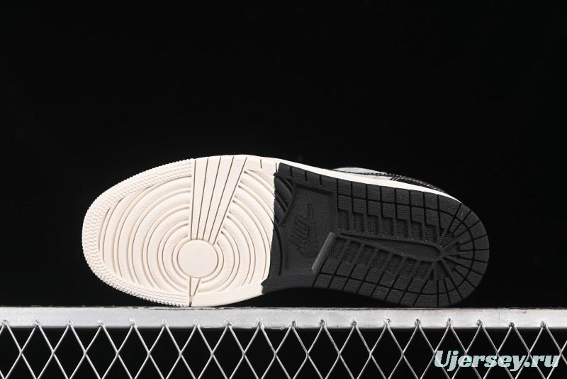 Nike Air Jordan 1 Low Supreme Collaboration - Black Grey Pigskin Two-Tone High-End Custom Retro Basketball Shoes - SJ9950-032