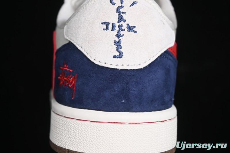 Nike Travis Scott x Fragment Design x Air Jordan 1 Low OG SP AJ1 Retro Sneakers with Reverse Swoosh - SJ2068-135