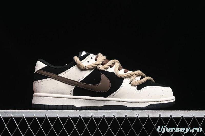 Nike Dunk Low Retro Casual Sneakers with Little Panda and Dopamine Mocha Design - DD1391-100