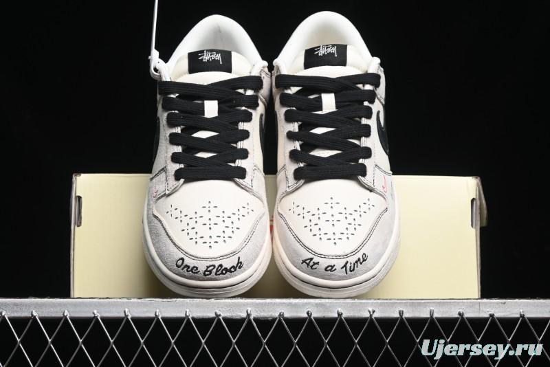 Nike SB Dunk Low Stussy Collaboration - Embroidered Black Swoosh Anniversary High-End Custom Low-Top Casual Sneakers - MM1089-031