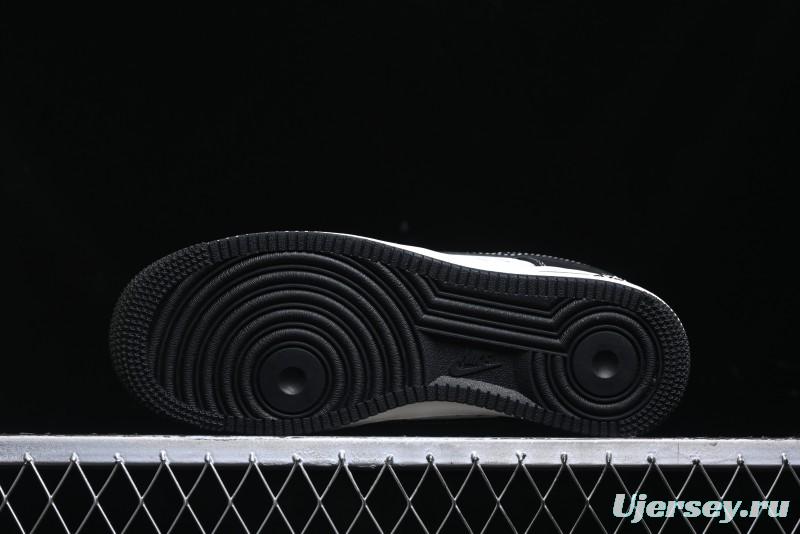 Nike Air Force 1 '07 Low Stussy Collaboration - Black White Mini Swoosh Low-Top Casual Sneakers - SJ6698-010