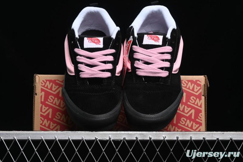 Vans Knu Skool Low Top Retro Sneakers in Black Pink with Big Logo - VN0009QC6BT1