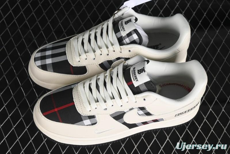 Nike Air Force 1 '07 Low Burberry Collaboration - White Black Check Low-Top Casual Sneakers - DF0180-005