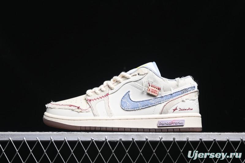 Nike Air Jordan 1 Low AJ1 Panda Prank Qixi Themed Retro Basketball Shoes with Special Graffiti Design - FZ5046-041
