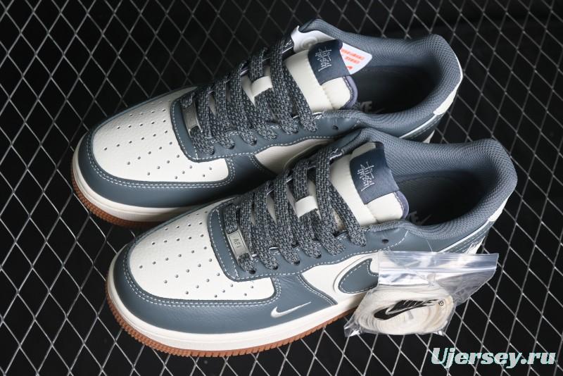 Nike Air Force 1 '07 Low Stussy Collaboration - Grey White Gum Sole Low-Top Casual Sneakers - XZ9688-101