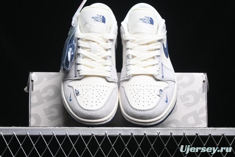 Nike Air Jordan 1 Low AJ1 The North Face Collaboration - Custom High-End Retro Basketball Shoes with Blue Swoosh - DM9188-010