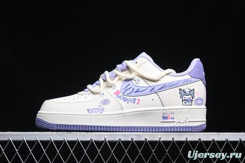 Nike Air Force 1 Low Kuromi Casual Sneakers with Lace-Up Design - BD7701-220