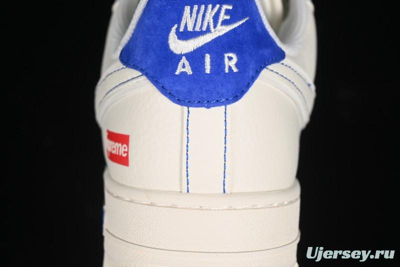 Nike Air Force 1 '07 Low Supreme Collaboration - Off White Navy Blue Low Top Casual Sneakers SJ6698-004
