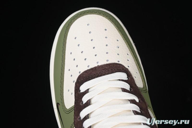 Nike Air Force 1 '07 Low Stussy Collaboration - Green Brown Low-Top Casual Sneakers - KK1988-038