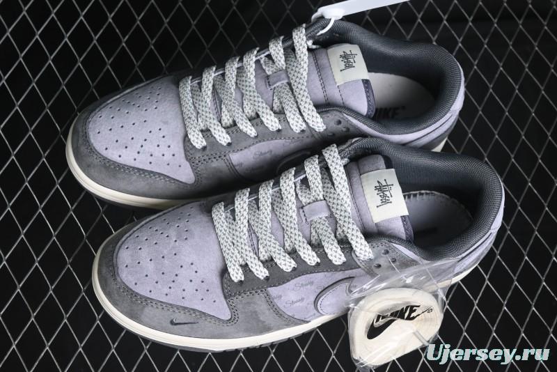 Nike SB Dunk Low Stussy Collaboration - Granite Grey Anniversary Custom Low-Top Casual Skate Shoes - XS1086-008