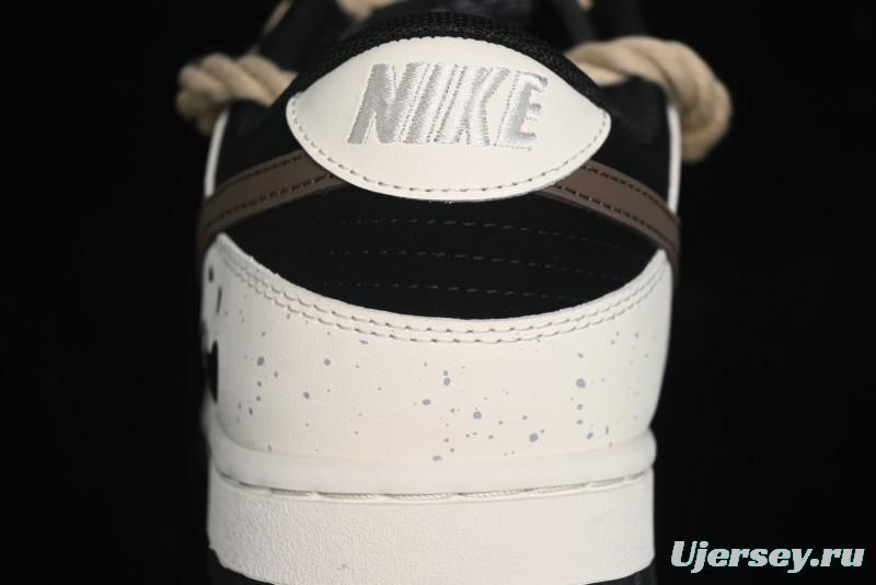 Nike Dunk Low Retro Casual Sneakers with Little Panda and Dopamine Mocha Design - DD1391-100
