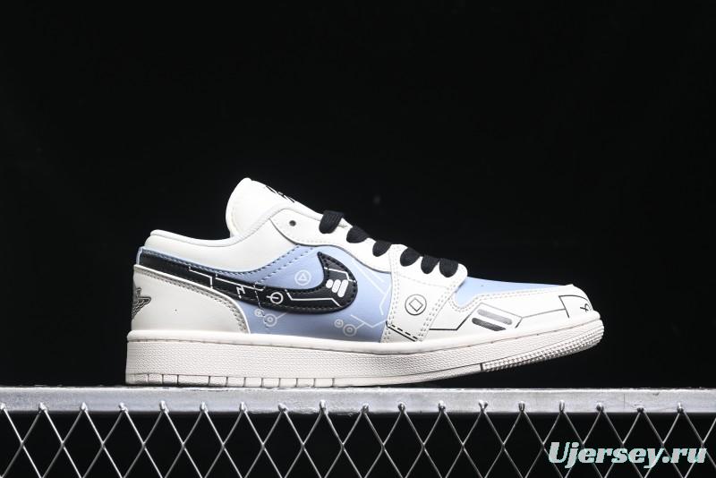 Nike Air Jordan 1 Low AJ1 OF Collaboration - Customized Retro Basketball Shoes with 3D Buttons - DM9188-001