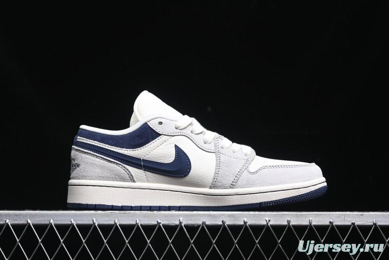 Nike Air Jordan 1 Low AJ1 The North Face Collaboration - Custom High-End Retro Basketball Shoes with Blue Swoosh - DM9188-010