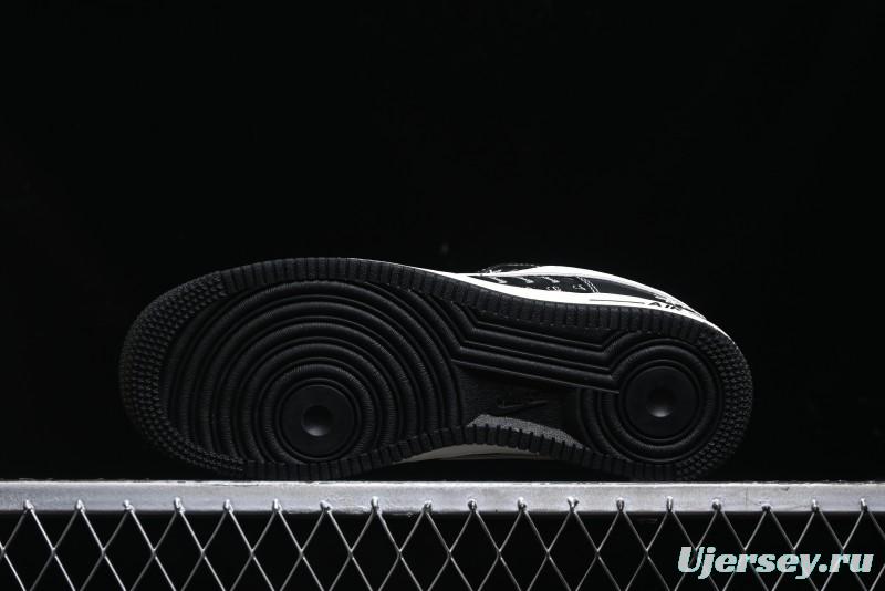 Nike Air Force 1 '07 Low Stussy Collaboration - All Black Low-Top Casual Sneakers - XZ6188-311