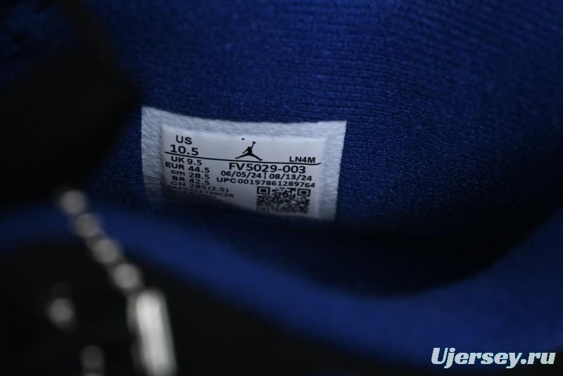 Nike Air Jordan 4 Retro Basketball Shoes with Black-Grey-Blue Color Blocking - FV5029-003