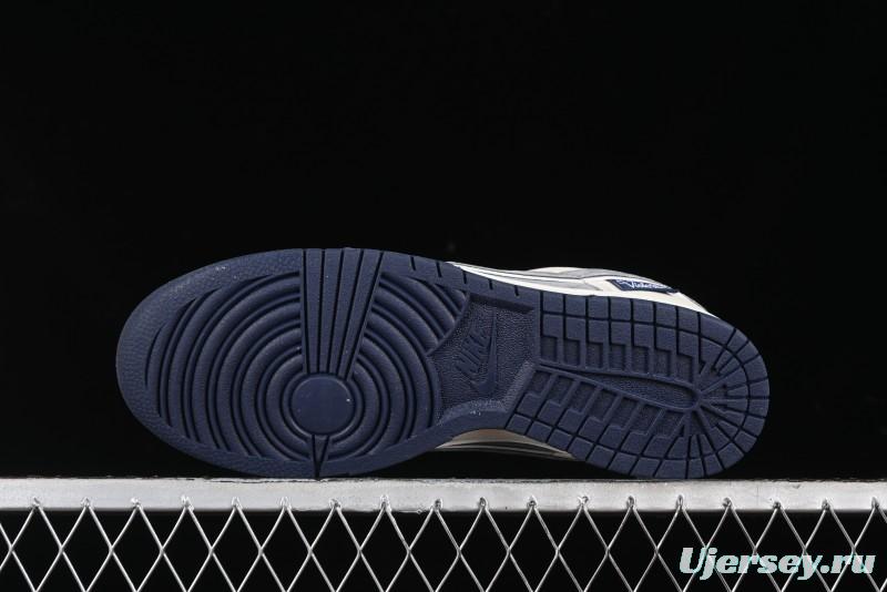 Nike SB Dunk Low Collaboration with Violent Bear - Patchwork Grey Swoosh Anniversary Custom Edition Low-Top Casual Skate Shoes - KK1333-013