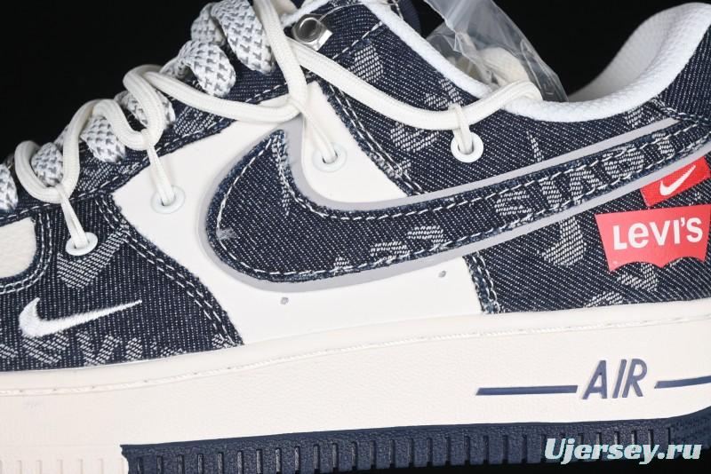 Nike Air Force 1 '07 Low Levi's Collaboration Light Blue Denim Drawstring Casual Sneakers - SJ1198-900