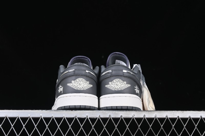 Nike Air Jordan 1 Low Stussy Collaboration - Signal Black Retro Basketball Shoes - XX3318-966