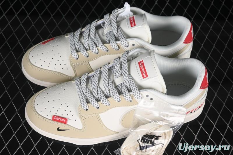 Nike SB Dunk Low Supreme Collaboration Anniversary Custom Low-Top Casual Sneakers with Double Mini Swoosh - XS6089-506