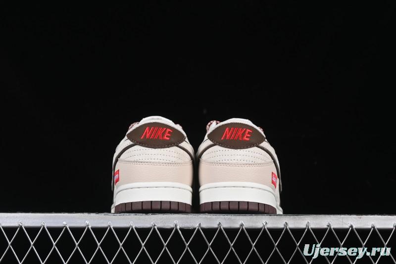 Nike SB Dunk Low Supreme Collaboration Bullet Screen White Check Anniversary High-End Custom Low-Top Casual Skate Shoes - DJ2024-091
