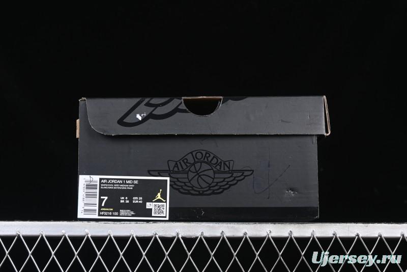 Nike Air Jordan 1 Mid AJ1 High-Top Basketball Shoes in White Grey Patent Leather - HF3216-100