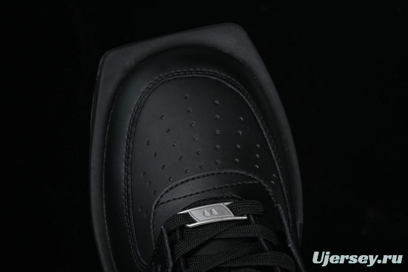 Choco Concert Leather Round Square Asymmetric Fashion Sneakers Black - AJE5