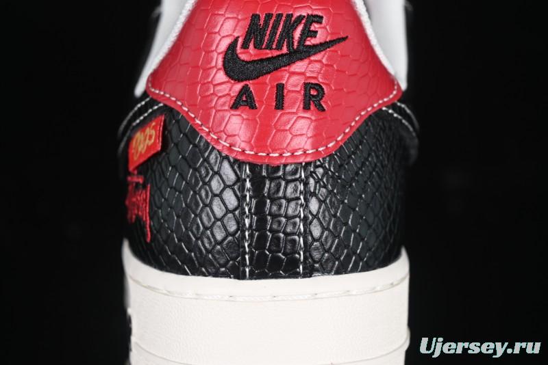Nike Air Force 1 '07 Low Stussy Collaboration Year of the Snake Limited Edition Black Snake Dual-Color Casual Sneakers - HH7518-034