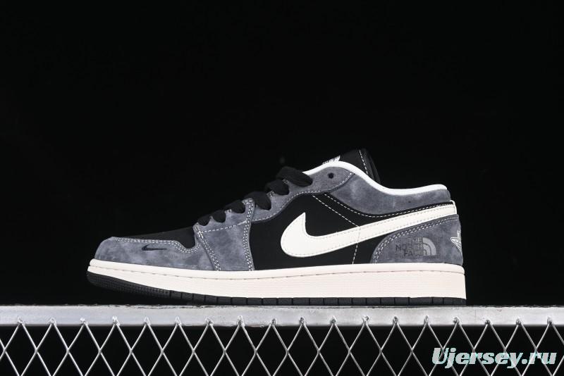 Nike Air Jordan 1 Low The North Face Collaboration Black Grey White Swoosh High-End Custom Retro Basketball Shoes - XX3318-510