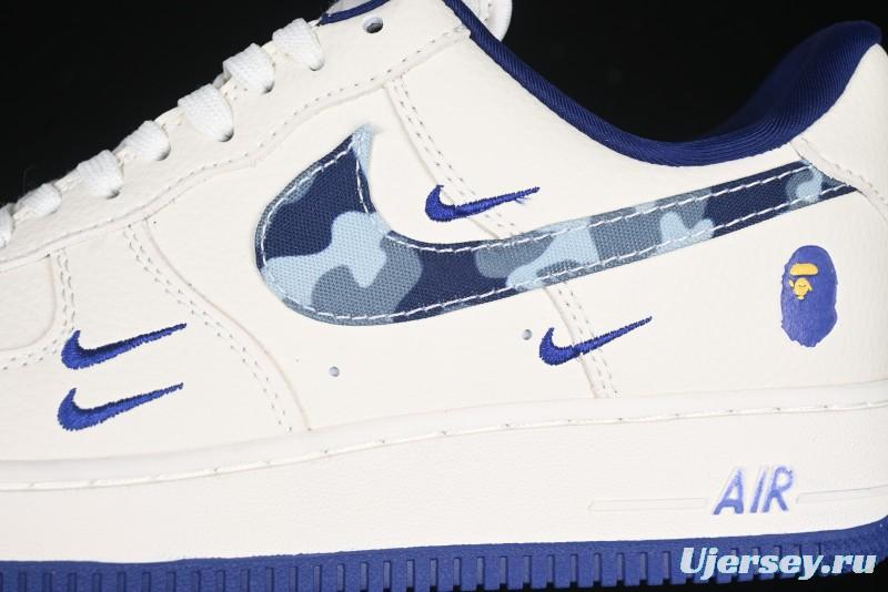 Nike Air Force 1 '07 Low Bape Collaboration - Blue Four Small Swoosh Casual Sneakers - KK1988-036