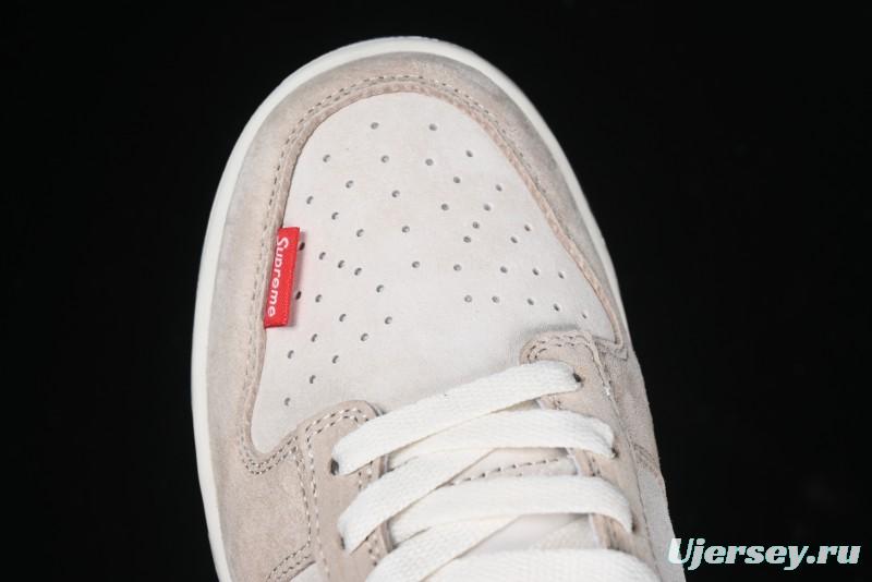 Nike SB Dunk Low Supreme Collaboration - Two-Tone White Swoosh Anniversary Customized Low-Top Casual Skate Shoes - DJ2024-045