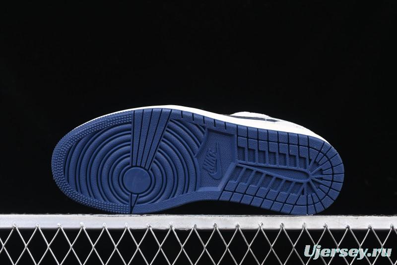 Nike Air Jordan 1 Low AJ1 The North Face Collaboration - Grey Pigskin Blue Sole Retro Basketball Shoes DM9188-011