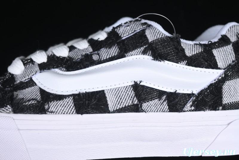 Vans Knu Skool Checkerboard Washed Denim Low-Top Casual Skate Shoes - VN000CS0239