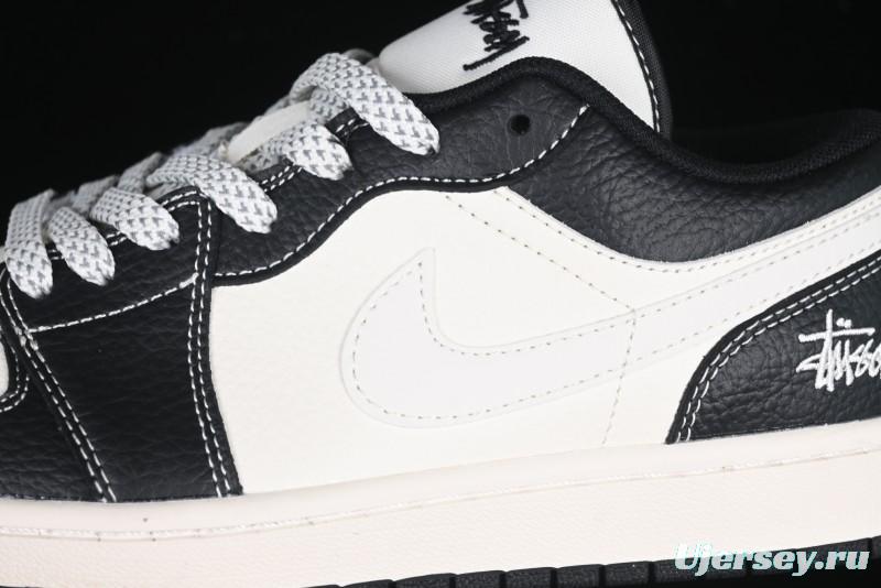 Nike Air Jordan 1 Low AJ1 Stussy White Black Leather Retro Basketball Shoes - XX3318-507