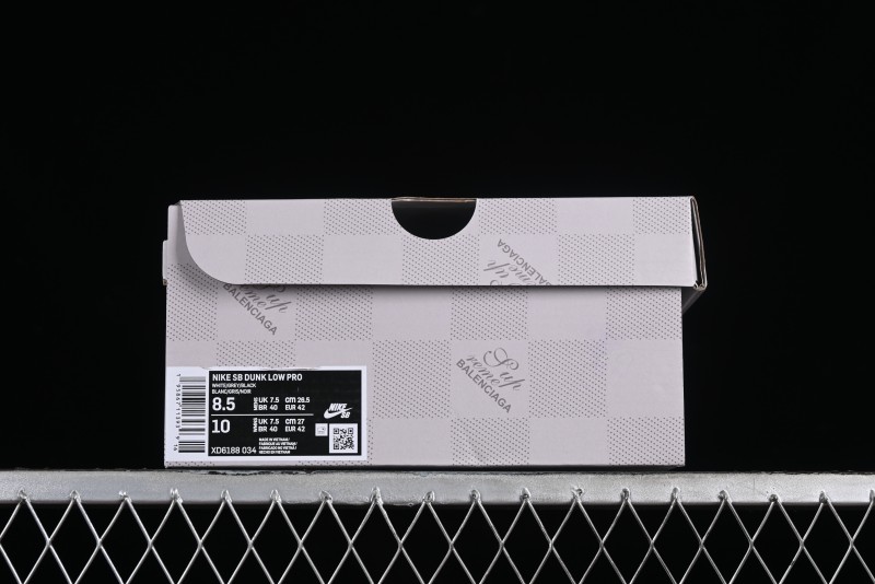 Supreme x Nike Dunk Low SB Casual Skate Shoes with Zoom Air Cushion - XD6188-034