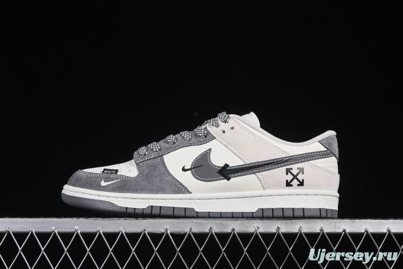 Nike SB Dunk Low OFF-WHITE Collaboration Multi-Color Gray Swoosh Anniversary Customized Low-Top Casual Sneakers - DJ2024-133