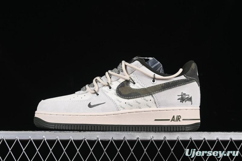 Nike Air Force 1 '07 Low Stussy Collaboration Camo Swoosh Drawstring Casual Sneakers - DM6688-014