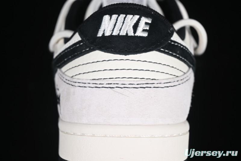 Nike SB Dunk Low Stussy Collaboration Anniversary Edition Lace-Up Beige Grey Black Swoosh Low-Top Casual Skate Shoes - YX5066-242