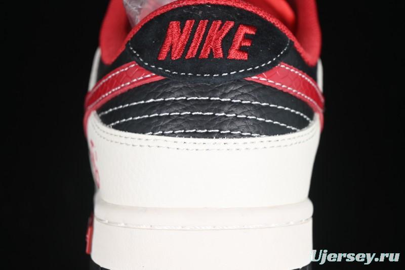 Nike SB Dunk Low Supreme Year of the Snake Limited Edition Red Black Snake Print Anniversary Custom Low-Top Casual Skate Shoes - XS1086-014