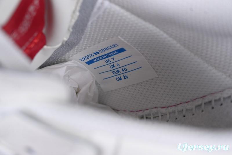 Choco Concert Leather Round Square Asymmetric Fashion Sneakers White Wine Red - AJE5