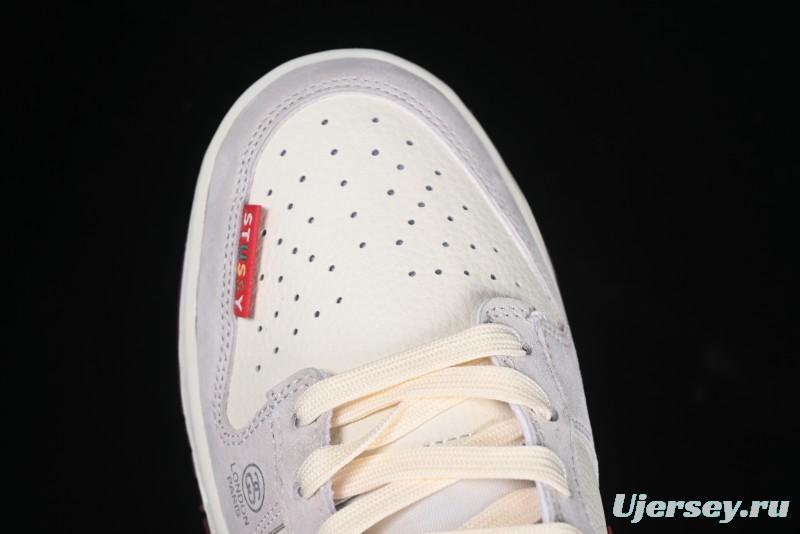 Nike SB Dunk Low Stussy Anniversary Edition Custom Sneakers with Red Swoosh - KK1333-021