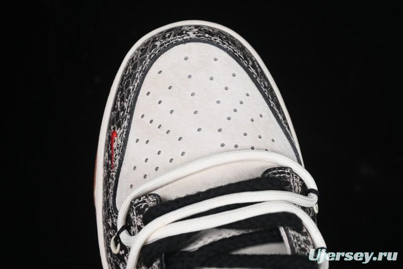 Nike SB Dunk Low Year of the Snake Series Snake Scale White Swoosh Customized Low-Top Casual Skate Shoes - YX5066-275