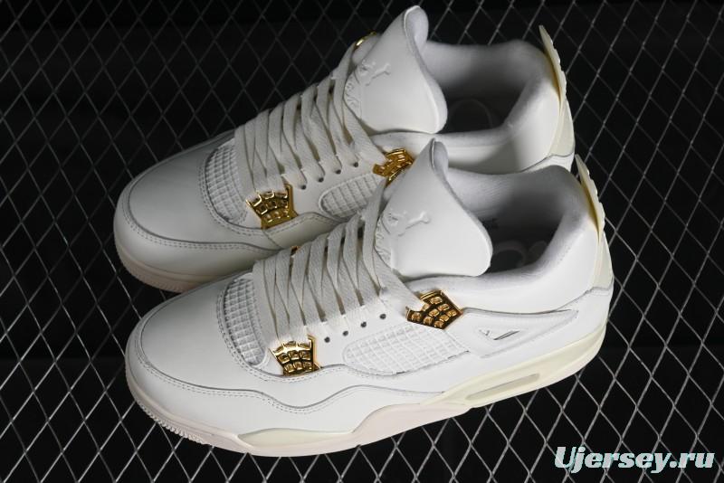 Nike Air Jordan 4 Retro Sneakers with Metallic Gold Design - AQ9129-170