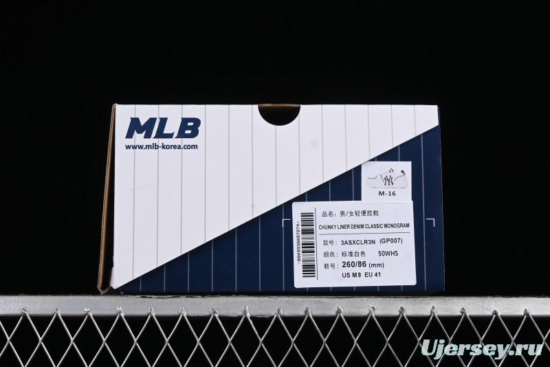 MLB Chunky Liner Basic New York Yankees Thick Sole Casual Sneakers with 6cm Height Increase - 3ASXCLR3N50WHS