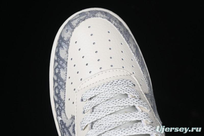 Nike Air Force 1 '07 Low Dior Collaboration - Grey Pattern Low-Top Casual Sneakers - DF0188-021