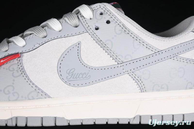 Nike SB Dunk Low Gucci Collaboration Dark Pattern Grey Swoosh Anniversary Custom Low-Top Casual Skate Shoes - DM6868-013