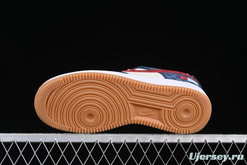 Nike Air Force 1 '07 Low Gucci Collaboration Snake Pattern Red Swoosh Casual Sneakers - DF0188-039