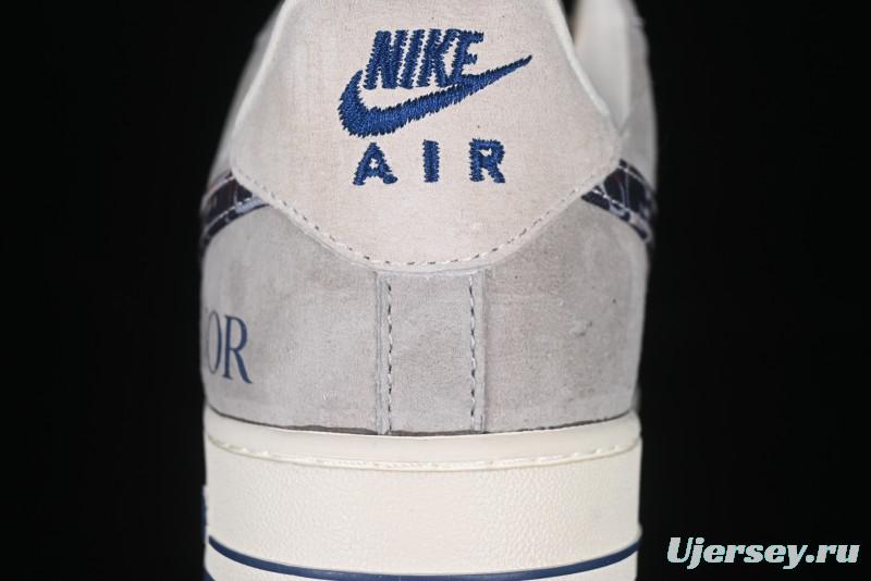 Nike Air Force 1 '07 Low Dior Collaboration Grey Blue Ghost Face Casual Sneakers - KK1988-044