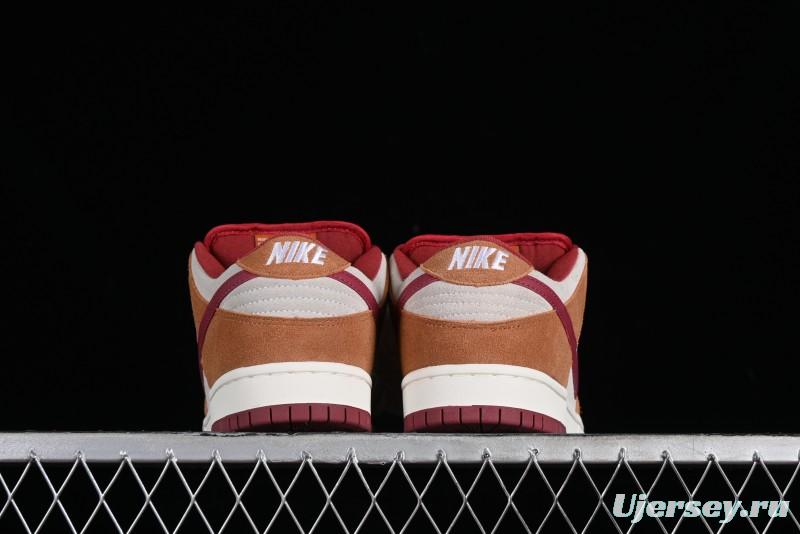 Nike SB Dunk Low Pro Brown Red Colorway SB Low Top Casual Skate Shoes - BQ6817-202